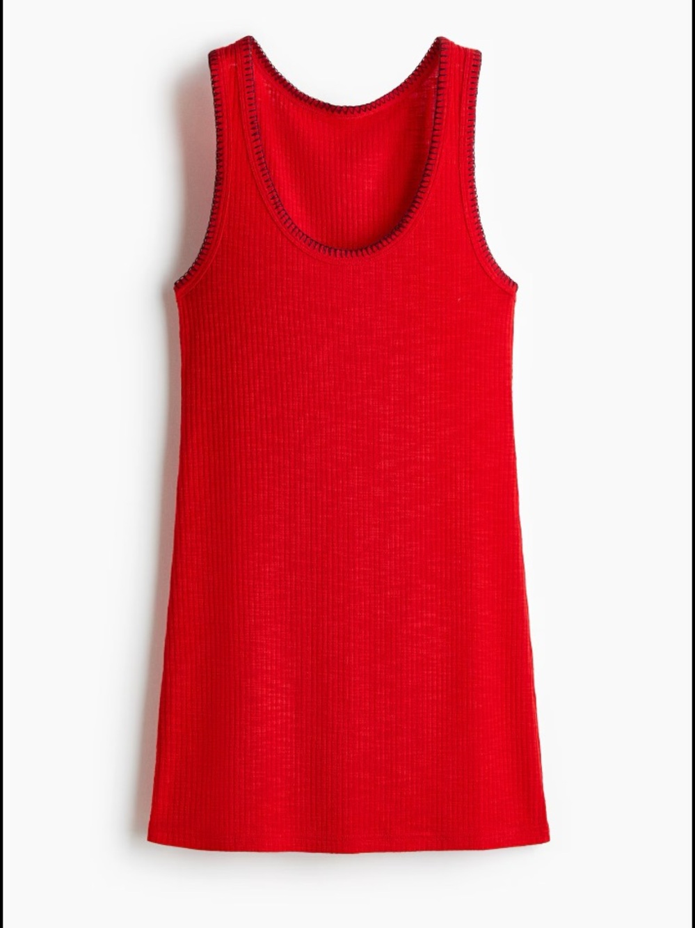 H&M Red Ribbed Knit Tank Dress - Picture 1 of 4